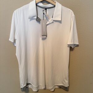 NEW ADIDAS Size XLarge Light White/Silver Logo Regular Fit Men's Polo Shirt NWT